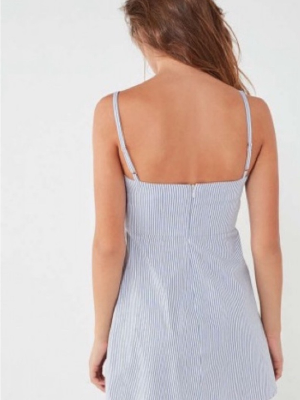 Urban Outfitters Kimchi Blue Pinstripe Square Neck Mini Dress Coastal Nautical - Picture 5 of 10